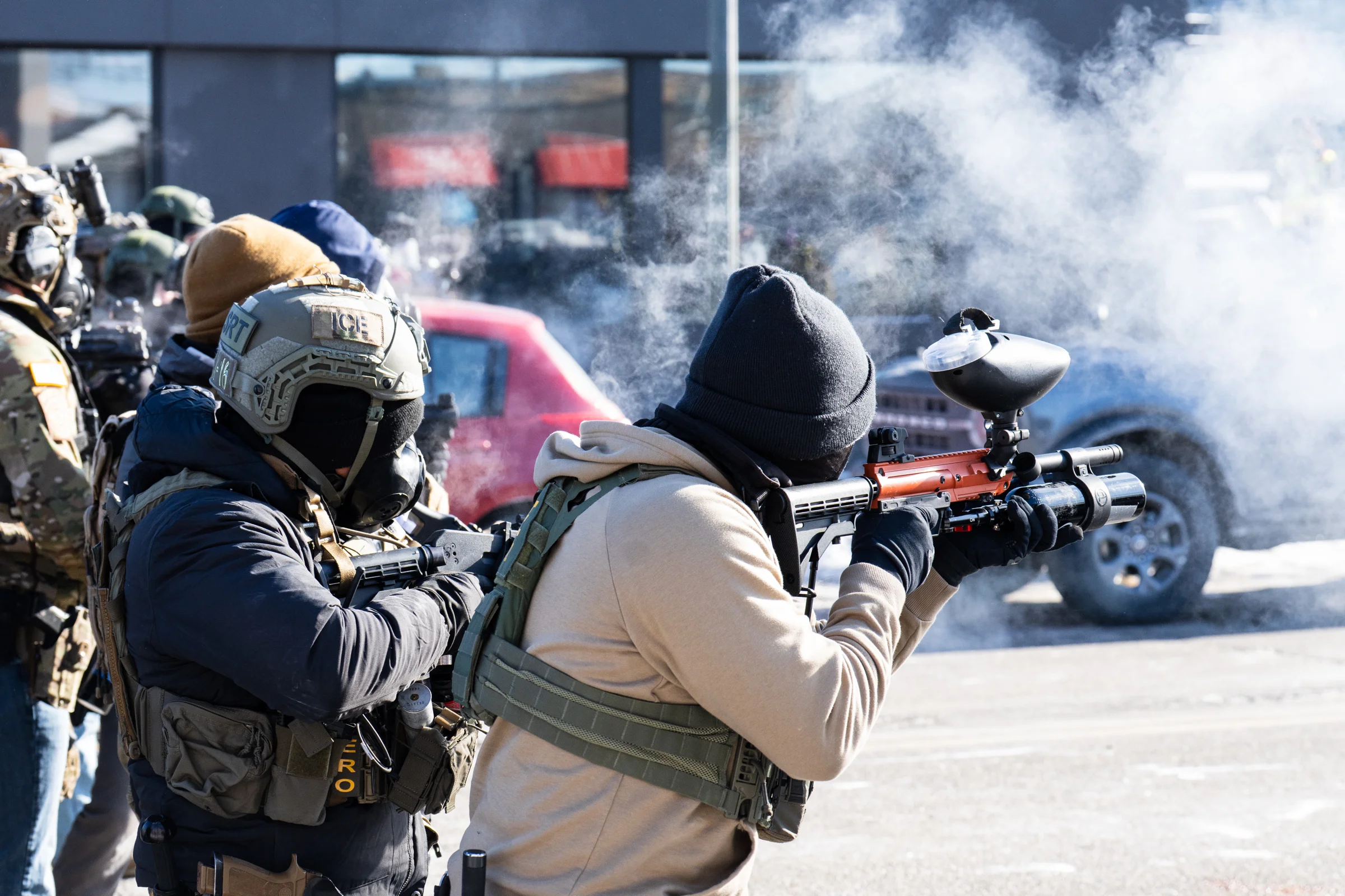 Federal agents shoot less lethal weapons at protesters, Minneapolis