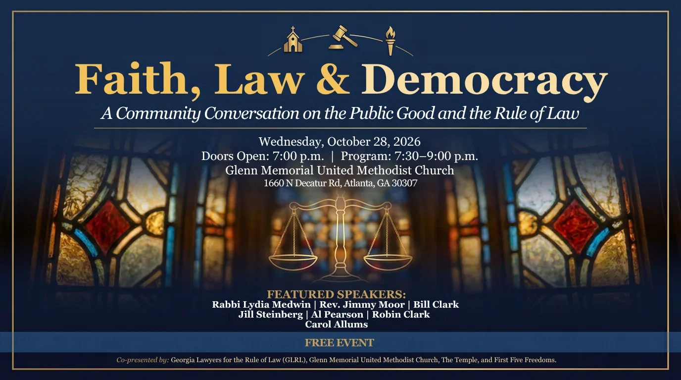 Faith, Law & Democracy: A Community Conversation on the Public Good and the Rule of Law at Glenn Memorial Methodist Church